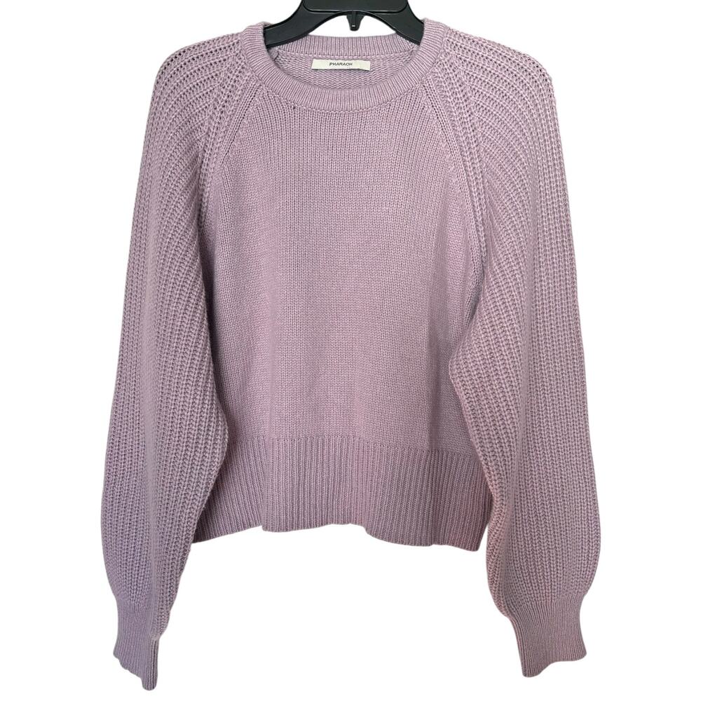 Pharaoh Collection Lavender Knit Sweater Raglan Balloon Sleeve Pullover